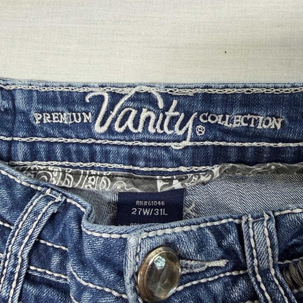 VANITY Premium Collection Women's Jeans Size 27W/31L Bootcut Embroidered Pockets - Picture 5 of 14